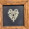 Handmade tatted heart, framed c 1990s