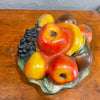 Vintage painted chalkware fruit bowl, large