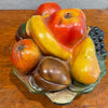 Vintage painted chalkware fruit bowl, large