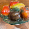 Vintage painted chalkware fruit bowl, large