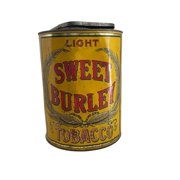 "Sweet Burley Tobacco" commercial store coffee tin  (c 1900s)